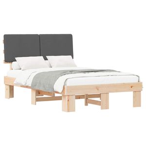 vidaXL Estructura de Cama con Cabecera Tapizada Gris oscuro