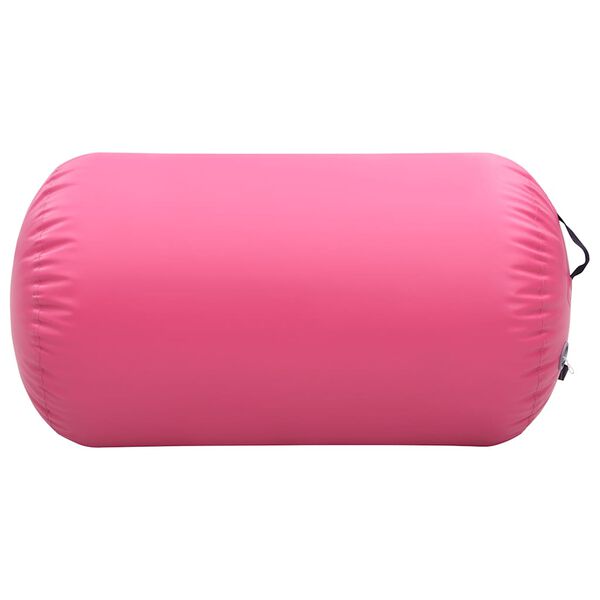 vidaXL Rollo hinchable de gimnasia con bomba PVC rosa 100x60 cm