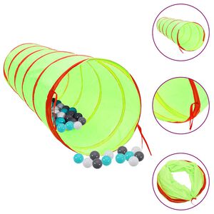 vidaXL T&uacute;nel de juegos para ni&ntilde;os con 250 bolas poli&eacute;ster verde 175 cm