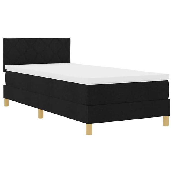 vidaXL Cama tipo Box Spring con colch&oacute;n Negro 90 x 200 cm tela