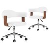 vidaXL Sillas de comedor giratorias 2 uds madera curvada cuero blanco