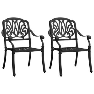 vidaXL Sillas de jard&iacute;n 2 unidades aluminio fundido negro