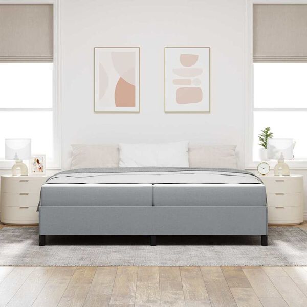 vidaXL Cama tipo Box Spring con colch&oacute;n Gris Claro 200 x 200 cm tela
