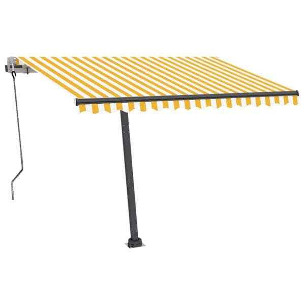 vidaXL Toldo de pie autom&aacute;tico amarillo y blanco 350x250 cm