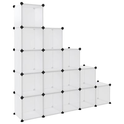 vidaXL Estantería de cubos con 15 compartimentos PP transparente
