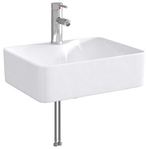 vidaXL Lavabo de ba&ntilde;o con grifo y desag&uuml;e Cromado 48,5 x 37,5 x 13 cm
