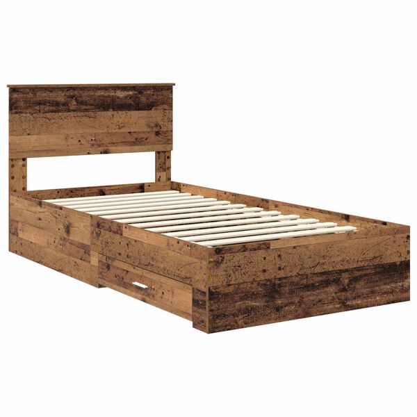 vidaXL Estructura de cama con cabecera Madera vieja 100 x 200 cm