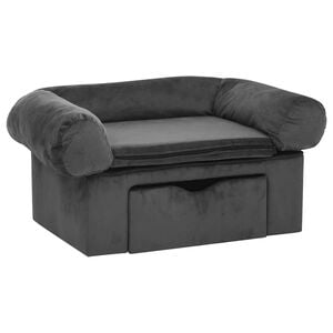 vidaXL Sof&aacute; para perros con caj&oacute;n felpa gris oscuro 75x50x38 cm