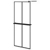 vidaXL Mampara ducha con estante vidrio ESG y aluminio negro 80x195 cm