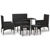 vidaXL Set muebles de jard&iacute;n 6 piezas y cojines rat&aacute;n sint&eacute;tico negro
