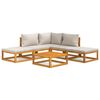 vidaXL Set muebles de jard&iacute;n 6 pzas madera maciza y cojines gris claro