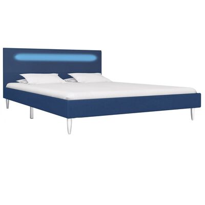 vidaXL Estructura de cama con LED tela azul 140x200 cm