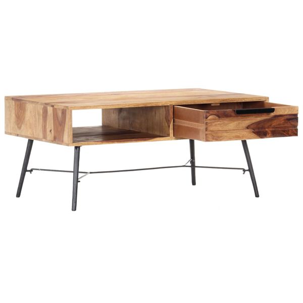 vidaXL Mesa de centro de madera maciza de acacia 88x55x40 cm