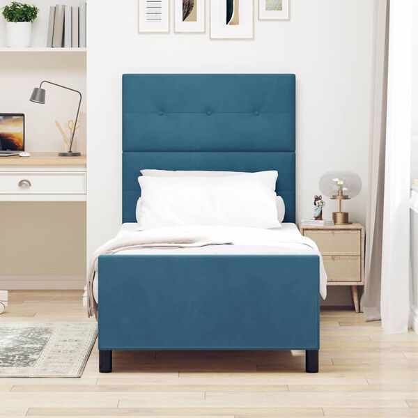 vidaXL Cama tipo Box Spring Azul Oscuro 80 x 200 cm Terciopelo