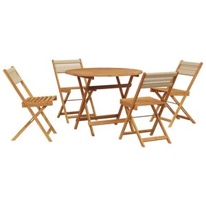 vidaXL Set de comedor jard&iacute;n 5 pzas polipropileno madera maciza beige