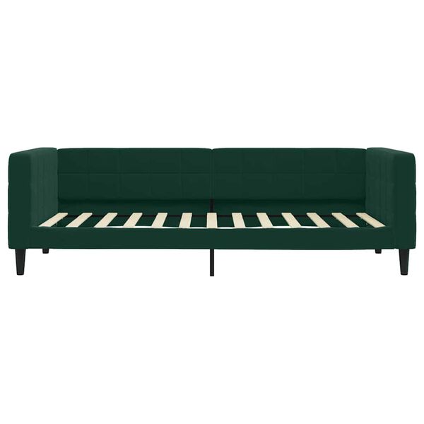 vidaXL Sof&aacute; cama con colch&oacute;n terciopelo verde oscuro 90x200 cm