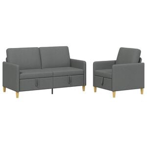 vidaXL Juego de Sof&aacute;s con Almacenamiento 2 uds. Gris oscuro Poli&eacute;ster