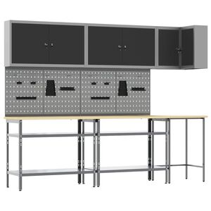 vidaXL Conjunto de armarios de trabajo Manual 10 uds. Negro y Gris