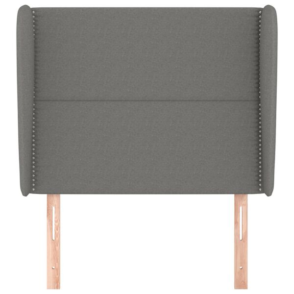 vidaXL Cabecero con orejas de tela gris oscuro 103x23x118/128 cm