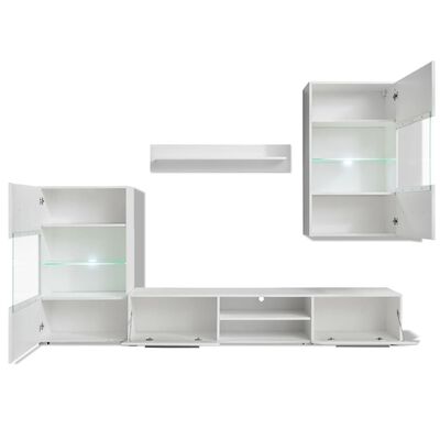 vidaXL Juego de muebles de salón 5 piezas con iluminación LED blanco