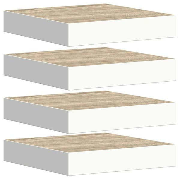 vidaXL Estante flotante pared 4 uds MDF roble y blanco 23x23,5x3,8 cm