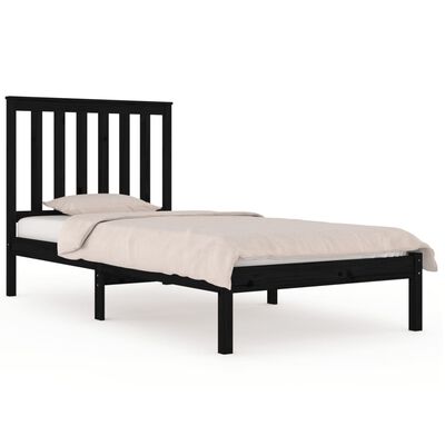 vidaXL Estructura de cama madera maciza pino negra 75x190 cm