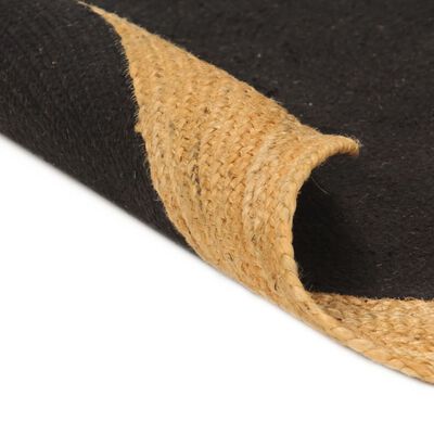 vidaXL Alfombra trenzada yute y algodón redonda negra y natural 90 cm