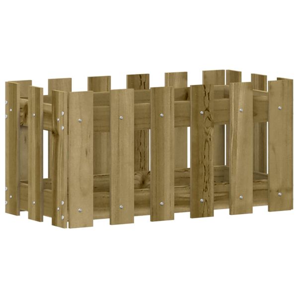 vidaXL Jardinera dise&ntilde;o de valla madera de pino impregnada 60x30x30 cm