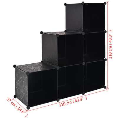 vidaXL Estantería de cubos con 6 compartimentos negro