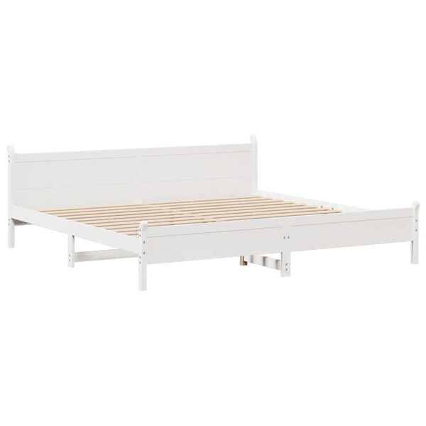 vidaXL Cama sin colch&oacute;n madera maciza de pino blanca 180x200 cm