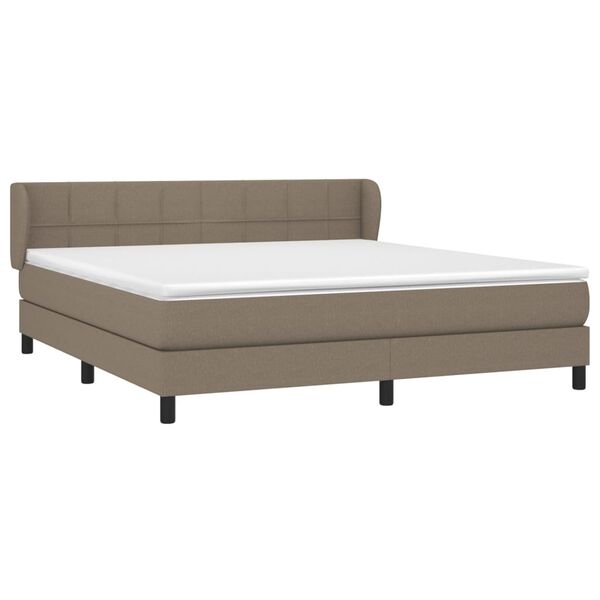 vidaXL Cama box spring con colch&oacute;n tela gris taupe 180x200 cm