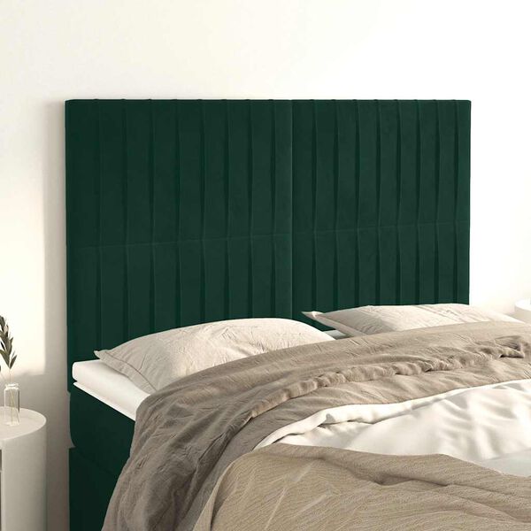 vidaXL Cabecero Terciopelo Verde Oscuro 144x5x118/128 cm