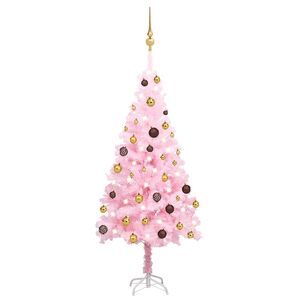 vidaXL &Aacute;rbol de Navidad preiluminado con luces y bolas rosa 210 cm