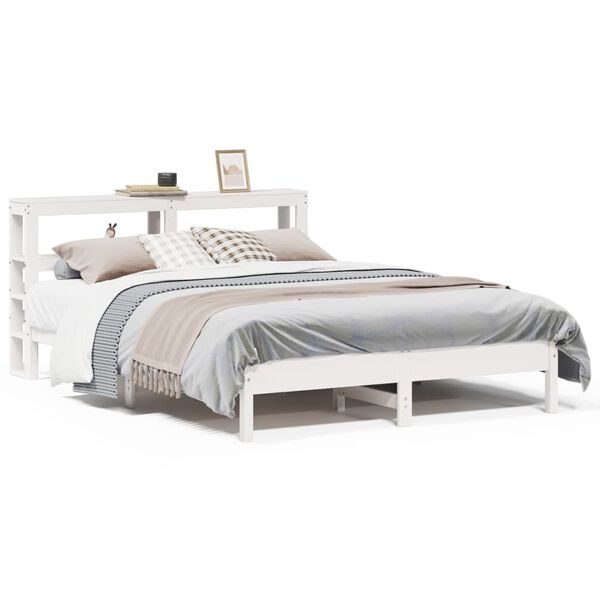 vidaXL Estructura de cama sin colch&oacute;n madera de pino blanca 140x200 cm