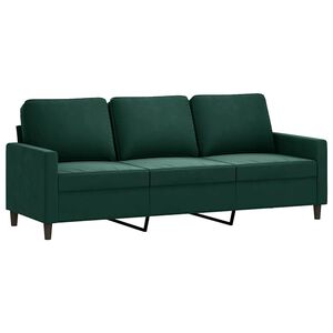 vidaXL Sof&aacute; de 3 plazas terciopelo verde oscuro 180 cm