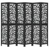 vidaXL Biombo separador de 6 paneles madera maciza Paulownia negro