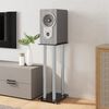 vidaXL Soportes altavoces 2 uds vidrio templado plata negro 4 pilares