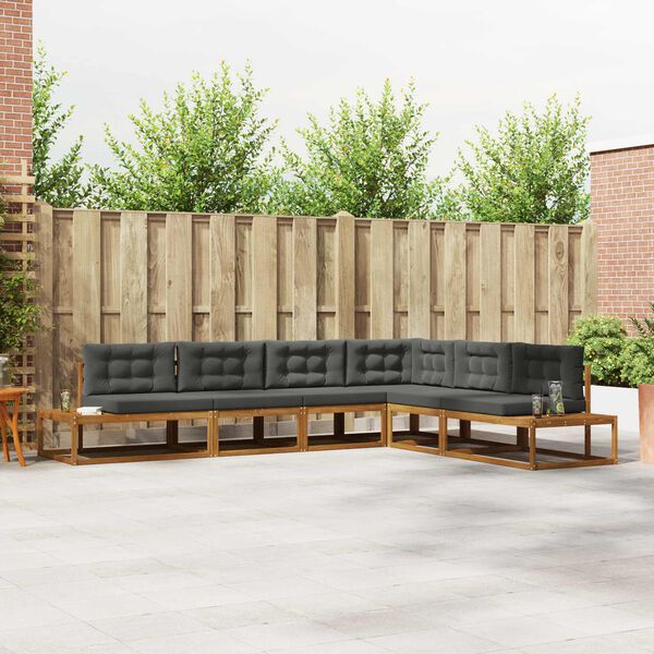 vidaXL Conjunto de sof&aacute;s de exterior 6 Pieza Natural y Antracita