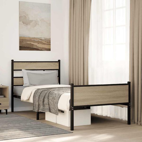 vidaXL Estructura de cama sin colch&oacute;n madera roble Sonoma 80x200 cm