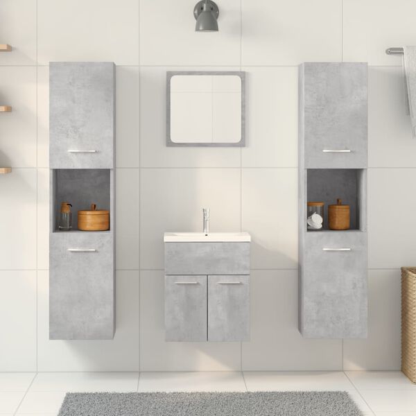 vidaXL Juego muebles de baño 4 pzas madera contrachapada gris hormigón