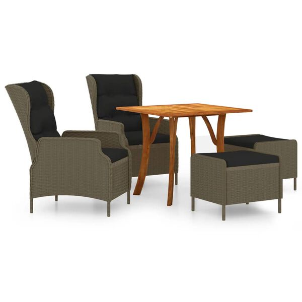 vidaXL Juego de comedor para jard&iacute;n de 5 piezas marr&oacute;n