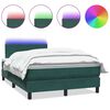 vidaXL Cama box spring con colch&oacute;n y LED terciopelo verde oscuro 120x210 cm