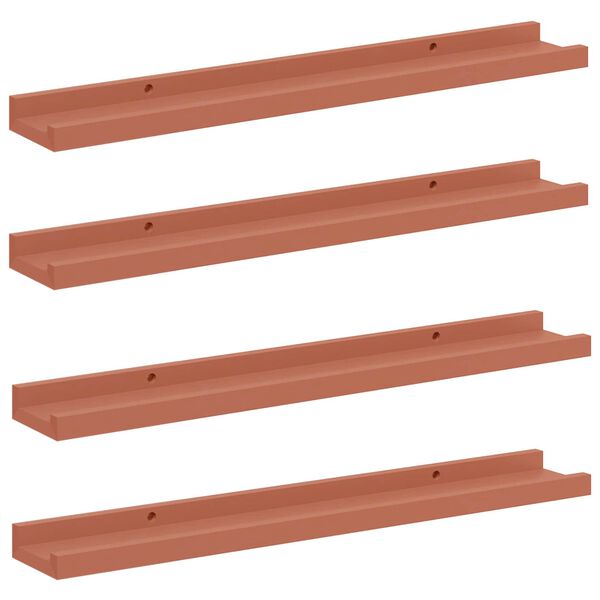 vidaXL Estante de pared 4 pcs Rojo 60 x 9 x 3 cm Madera de ingenier&iacute;a