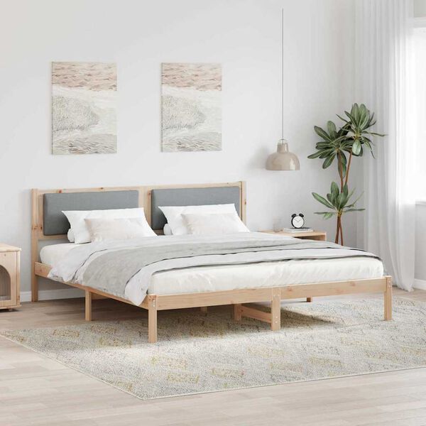vidaXL Estructura de cama con cabecera Gris Claro 200 x 200 cm