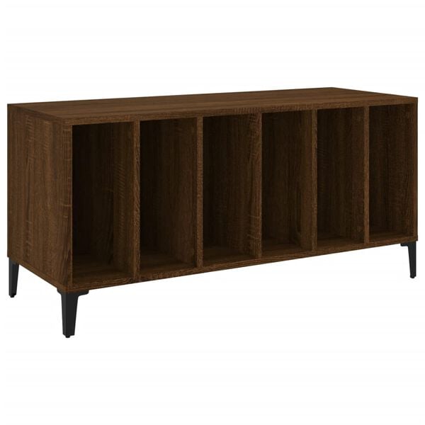 vidaXL Mueble discos madera contrachapada roble marr&oacute;n 100x38x48 cm