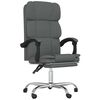 vidaXL Silla de oficina reclinable de tela gris oscuro