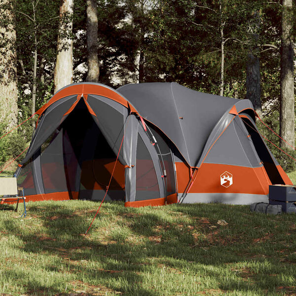 vidaXL Tienda familiar tipi para 8 personas impermeable gris naranja