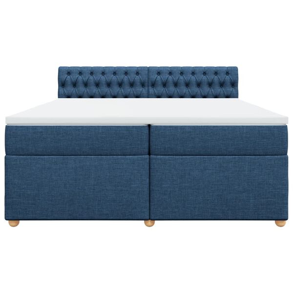 vidaXL Cama box spring con colch&oacute;n tela azul 200x200 cm