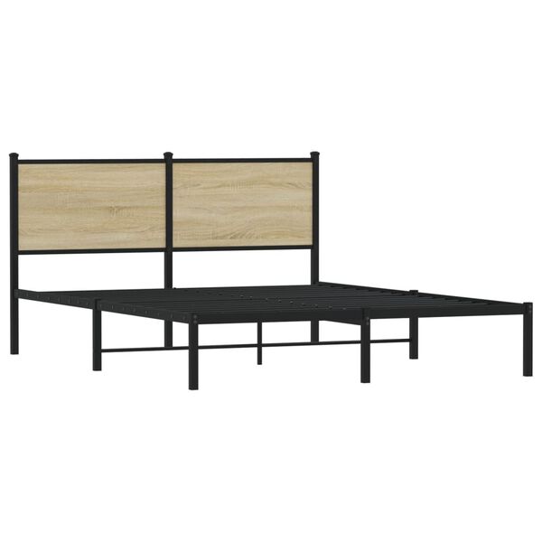 vidaXL Estructura de cama sin colchón metal roble Sonoma 137x190 cm