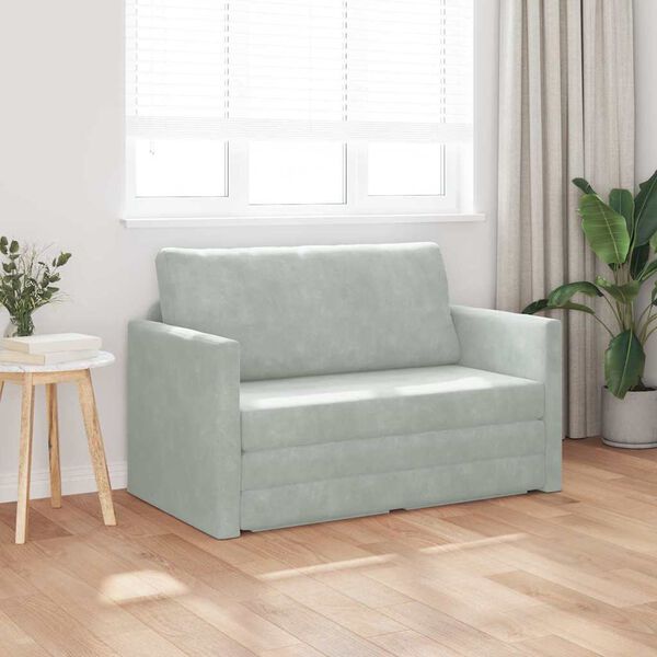 vidaXL Sofá cama Gris Claro 124 x 204 x 61 cm Terciopelo